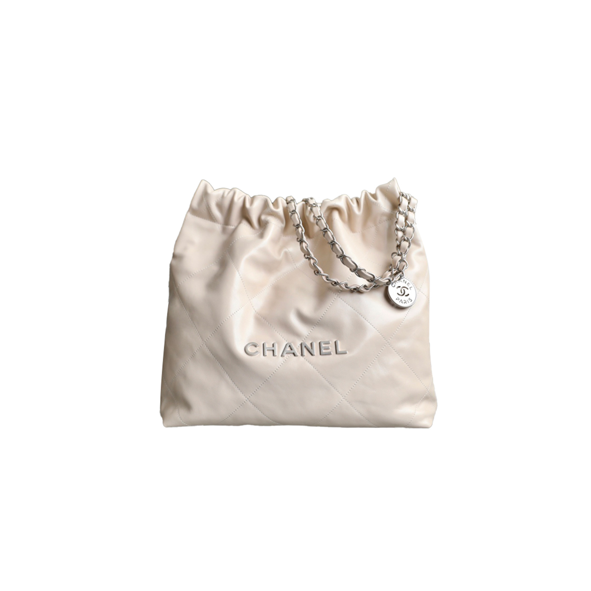 CHANEL MASTER SMALL 22 QUILTED SHINY CALFSKIN LIGHT BEIGE (37*35*7cm) 